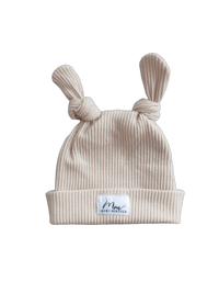 LUXURY BABY DOUBLE BEANIE KNOT - CREAM - Mini Miracle