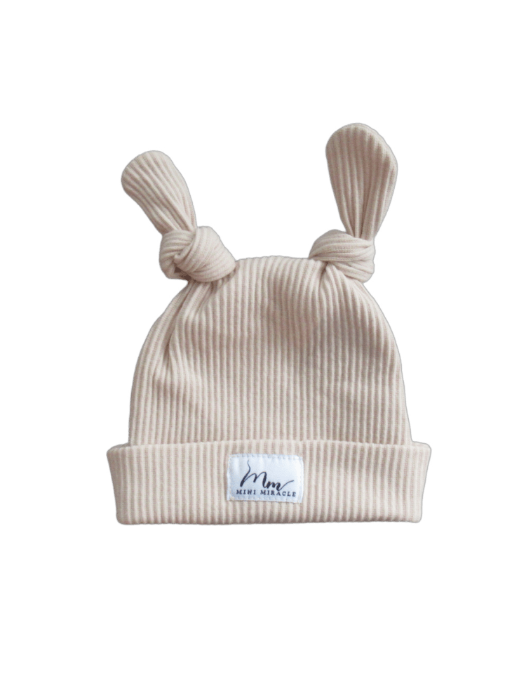 LUXURY BABY DOUBLE BEANIE KNOT - CREAM - Mini Miracle