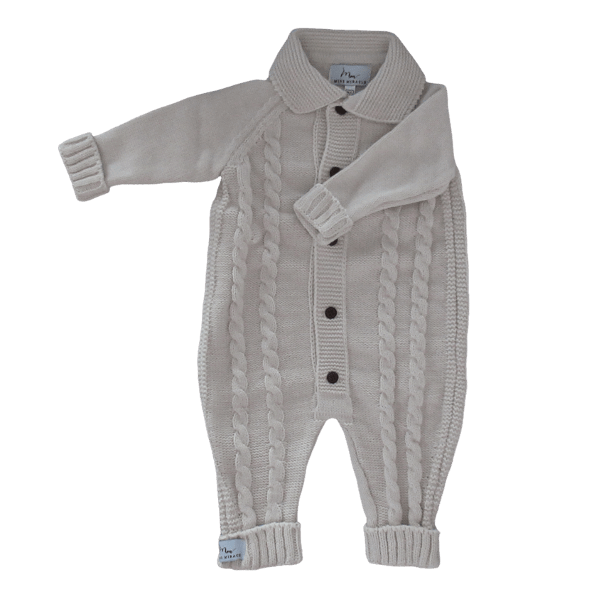 THE KYN KNITTED BABY ONESIE - LIGHT BEIGE - Mini Miracle