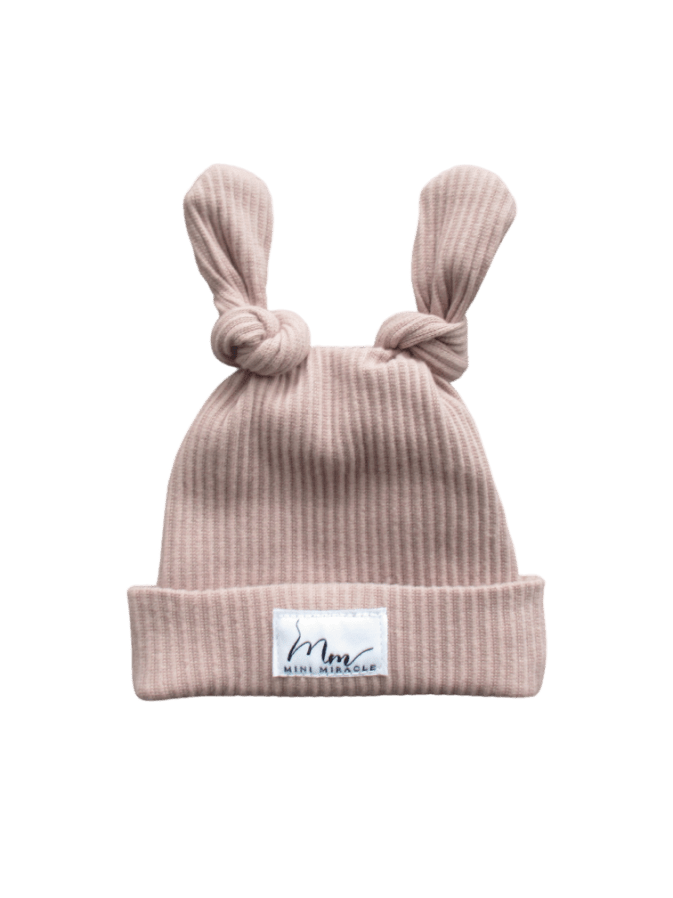LUXURY BABY DOUBLE BEANIE KNOT - DEEP TAUPE - Mini Miracle