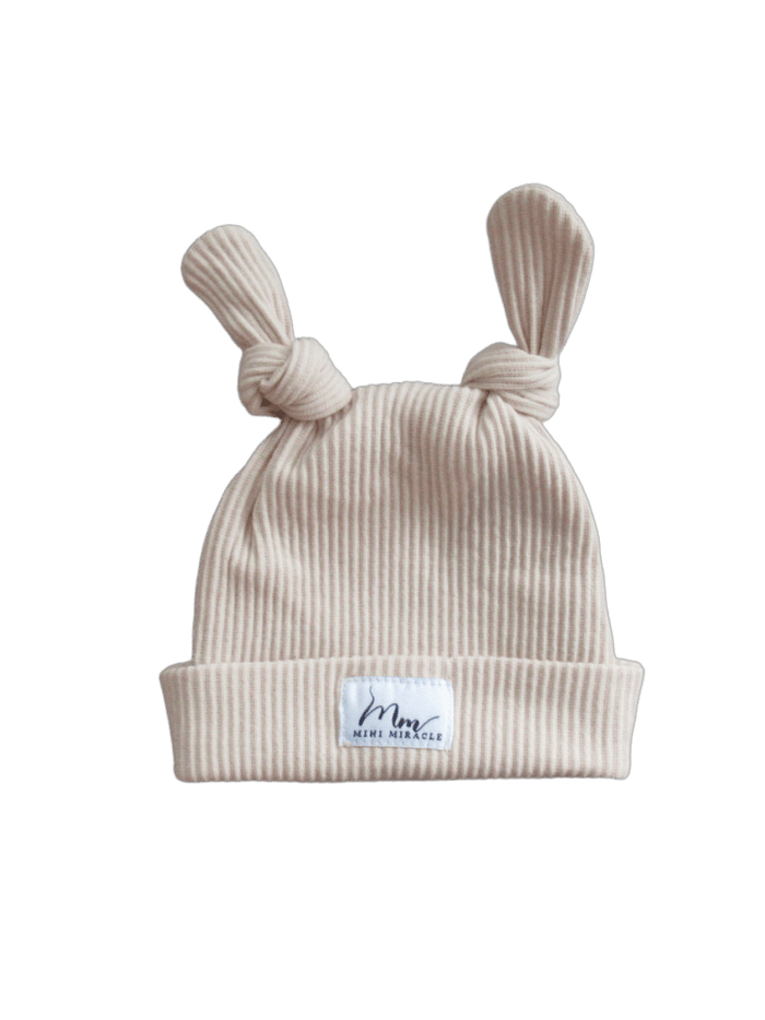 LUXURY BABY DOUBLE BEANIE KNOT - CREAM - Mini Miracle